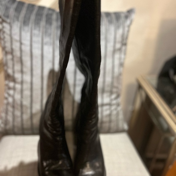 Free People Grayson Black Crocodile Embossed Leather Tall Boot 36 1/2 - Picture 4 of 12